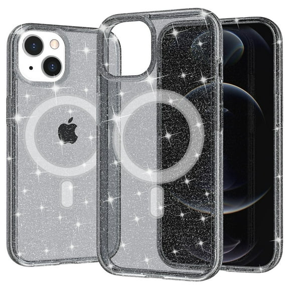 MagSafe Compatible Crystal Glitter Fusion Case for iPhone 14 - Smoke
