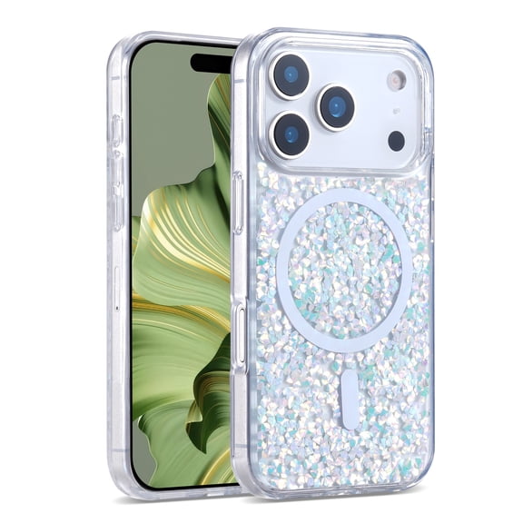 MagSafe-Compatible Glitter Case for iPhone 17 Pro Max - Silver