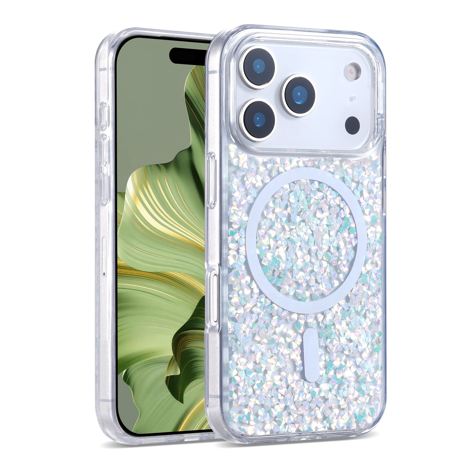 MagSafe-Compatible Glitter Case for iPhone 17 Pro - Silver