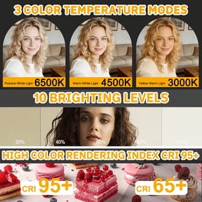 MagSafe Compatible Magnetic Selfie Light, 48 LED, CRI95, 3 Lighting Modes, 360 Rotatable Ring Light with Foldable Mirror for Makeup, Video Calls and Zoom Meetings
