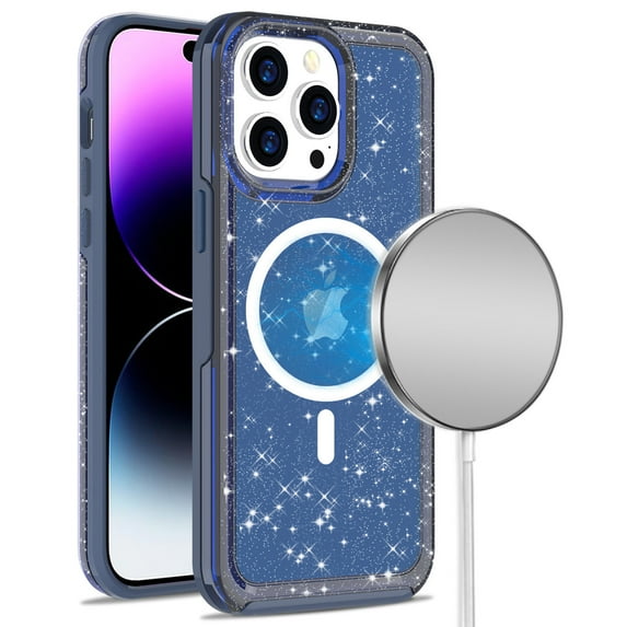 MagSafe Compatible Stardust Glitter Case for iPhone 13 Pro Max - Blue