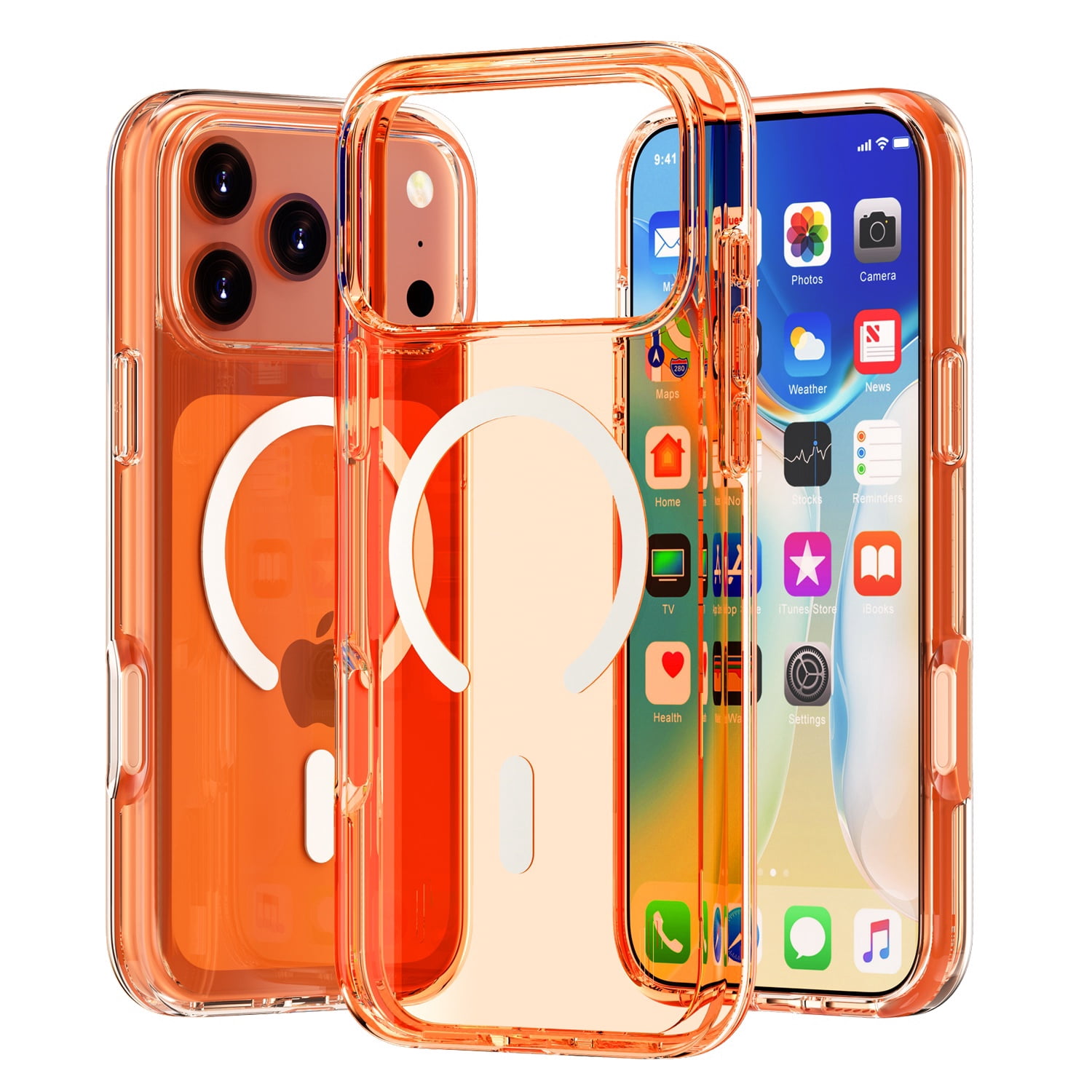 MagSafe-Compatible Transparent Case for iPhone 17 Pro Max - Orange