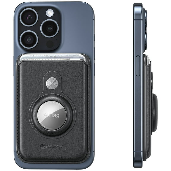 MagSafe Compatible Wallet with AirTag Pocket for iPhone 12 / 13 / 14 / 15 Series - Black