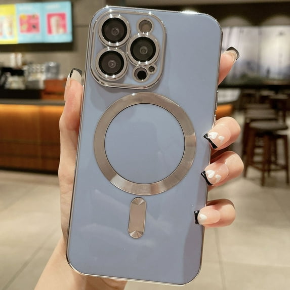MagSafe Compatible iPhone 12 Pro Case, Slim Plating Magnetic Case Full Camera Protection Cover for Apple iPhone 12 Pro, Blue