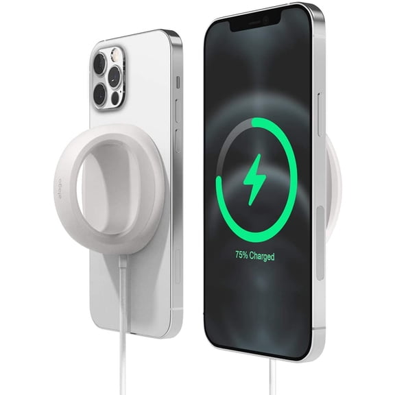 MagSafe Grip Stand - elago Silicone Grip Stand Compatible with MagSafe Charger, Compatible with iPhone 12 Models, Easy Installation [Charging Cable Not Included] [White]