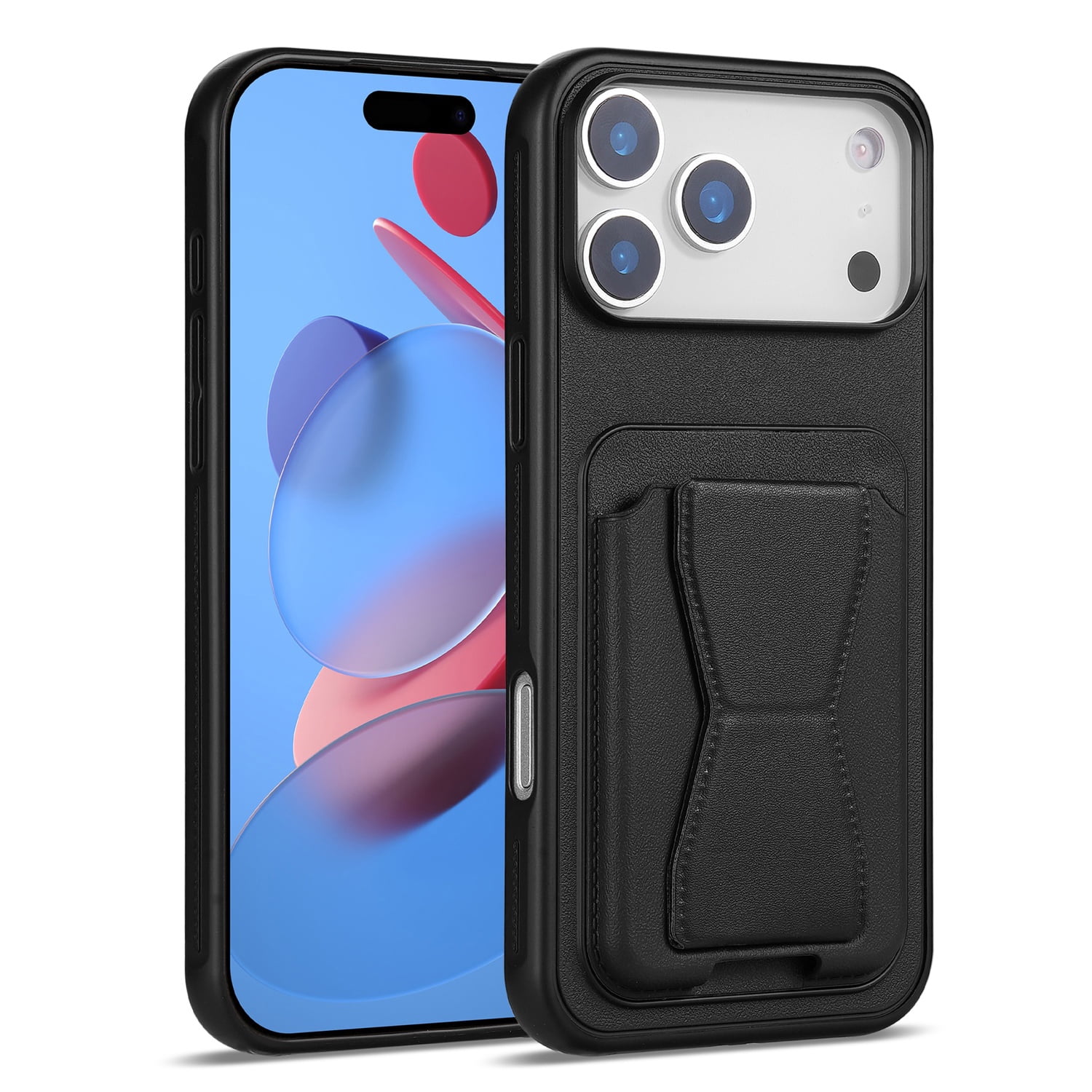 MagSafe Leather Wallet Case with Built-In Stand for iPhone 17 Pro Max - Black