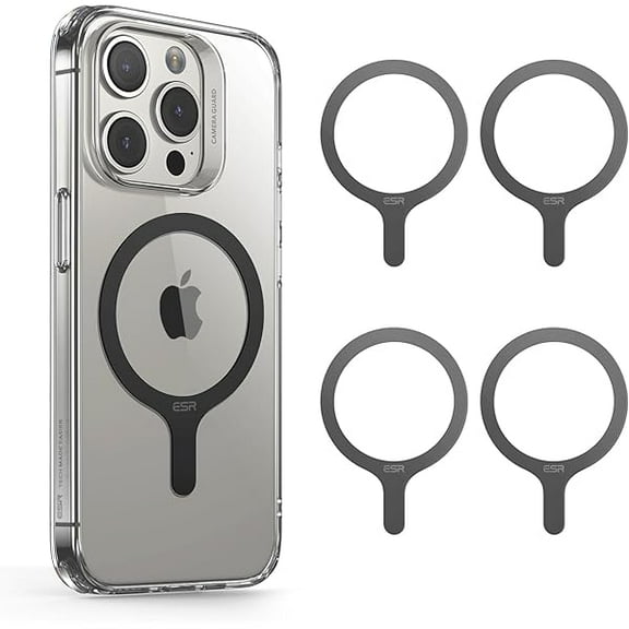 for MagSafe Sticker 360, MagSafe Ring Magnet, 4 Pack Magnetic Ring, Universal Magnetic Wireless Charger Conversion Kit for iPhone 16/16e/15/14/13/12/11, Galaxy S24/S23/S22/S21 and More, Black