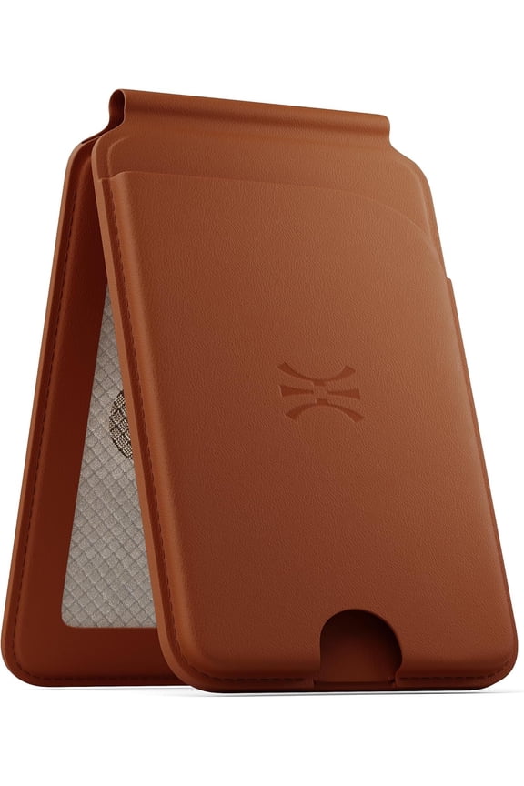 for MagSafe Wallet with Stand, 6-Card Holder RFID Blocking Vegan Leather Wallet with MagSafe Ring for 17/16/15/14/13/12 Pro Max Air Plus Series & Selected - Brown