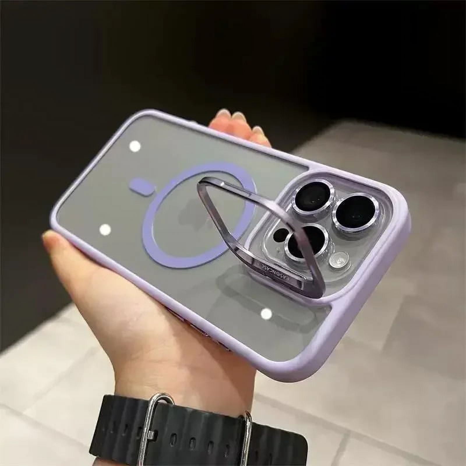 MagSafe magnetic lens protection stand phone case for iPhone 15 12 13 ...