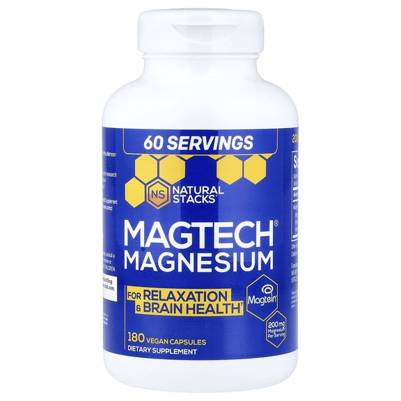 Natural Stacks MagTech Magnesium, 180 Vegan Capsules (66.6 mg per Capsule)