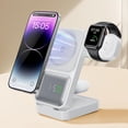 thumbnail image 1 of MagTime 4-in-1 Charging Station, Foldable Wireless Charger Stand with Real-Time Power and Time Display, Compatible with iPhone 16/15/14/13 Series, Apple Watch 9, and AirPods (White), 1 of 6