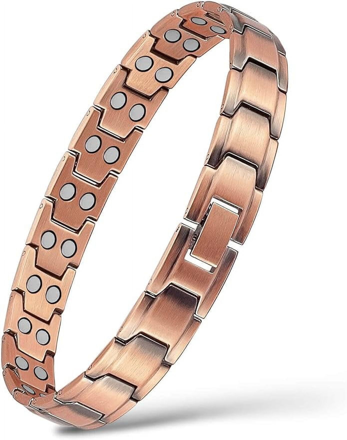 MagnetRX® Bracciale Magnetico Uomo Tripla Forza in Rame Puro 99,9% – Elegante Bracciale Rame Uomo con Chiusura di Sicurezza Regolabile e Strumento di Misura Incluso (Stealth