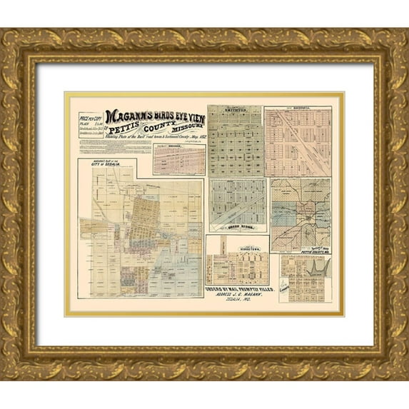 Magann 32x26 Gold Ornate Wood Framed with Double Matting Museum Art Print Titled - Pettis County Missouri - Magann 1872