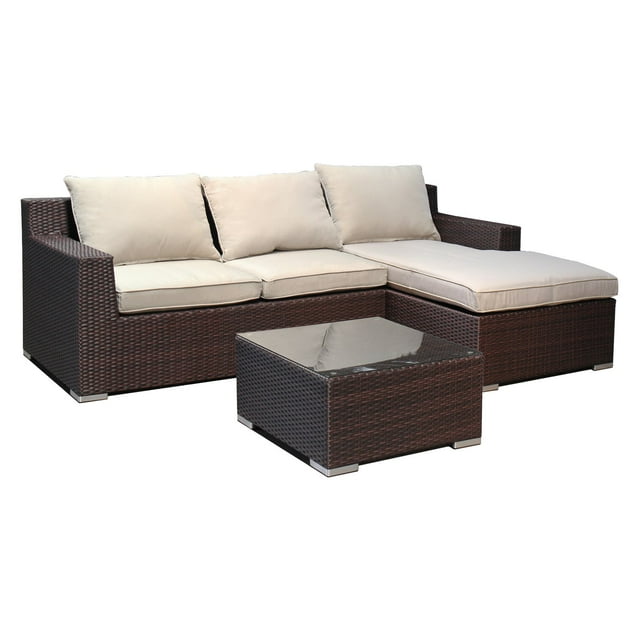 Magari Furniture Complete Outdoor Resin Wicker 3 Piece Patio Conversation Set