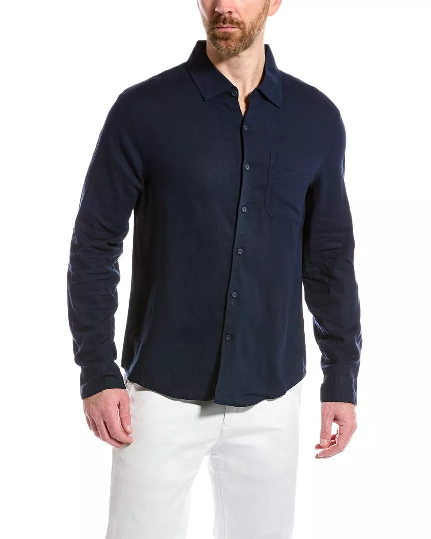 MAGASCHONI Linen-Blend Woven Shirt Size Large