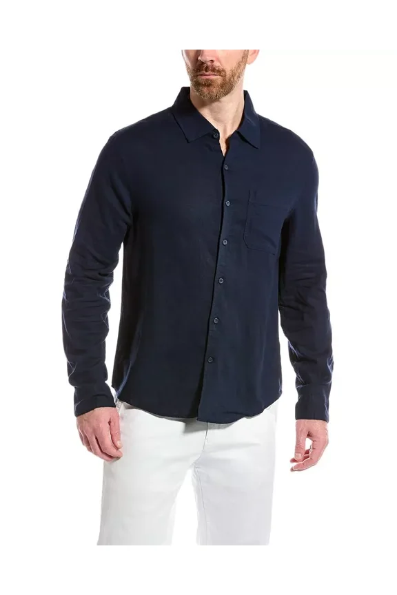 Linen-Blend Woven Shirt Size Large