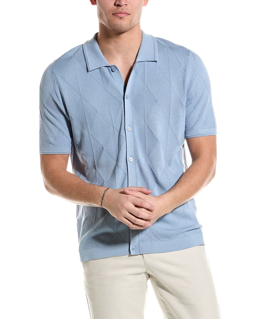 Magaschoni mens Diamond Button Front Sweater XL Blue Walmart