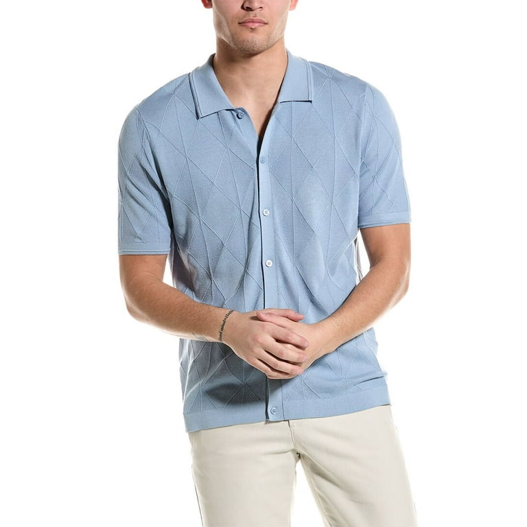 Magaschoni mens Diamond Button Front Sweater XL Blue Walmart