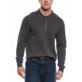 thumbnail image 1 of Magaschoni mens  Merino Wool-Blend Johnny Collar Sweater, s, Charcoal, 1 of 3