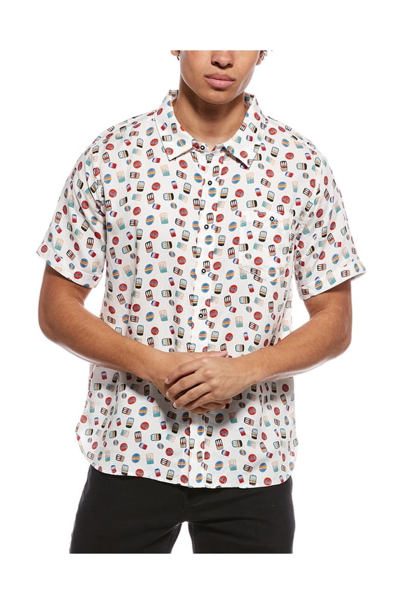 mens Printed Shirt, m, White