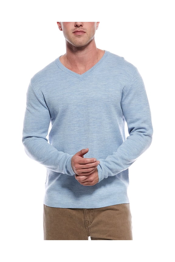 mens  Wool-Blend V-Neck Sweater, l, Light Blue