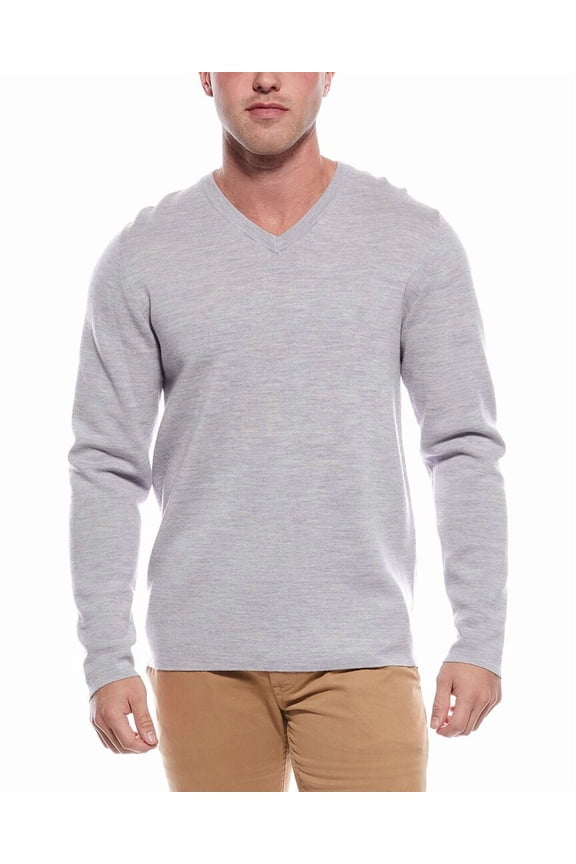 mens  Wool-Blend V-Neck Sweater, m, Light_Grey