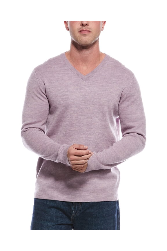 mens  Wool-Blend V-Neck Sweater, s, Purple