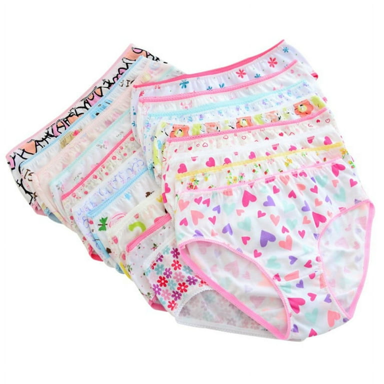 6PCS Girls Cotton Panties Underwear Bottoms Toddler Briefs Colorful Print  2-7Y 