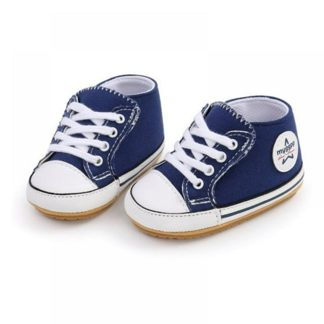 Magazine Baby Kids Lace Shoe Sneakers Non-slip PreWalker Soft Sole Canvas Shoes for 0-18M