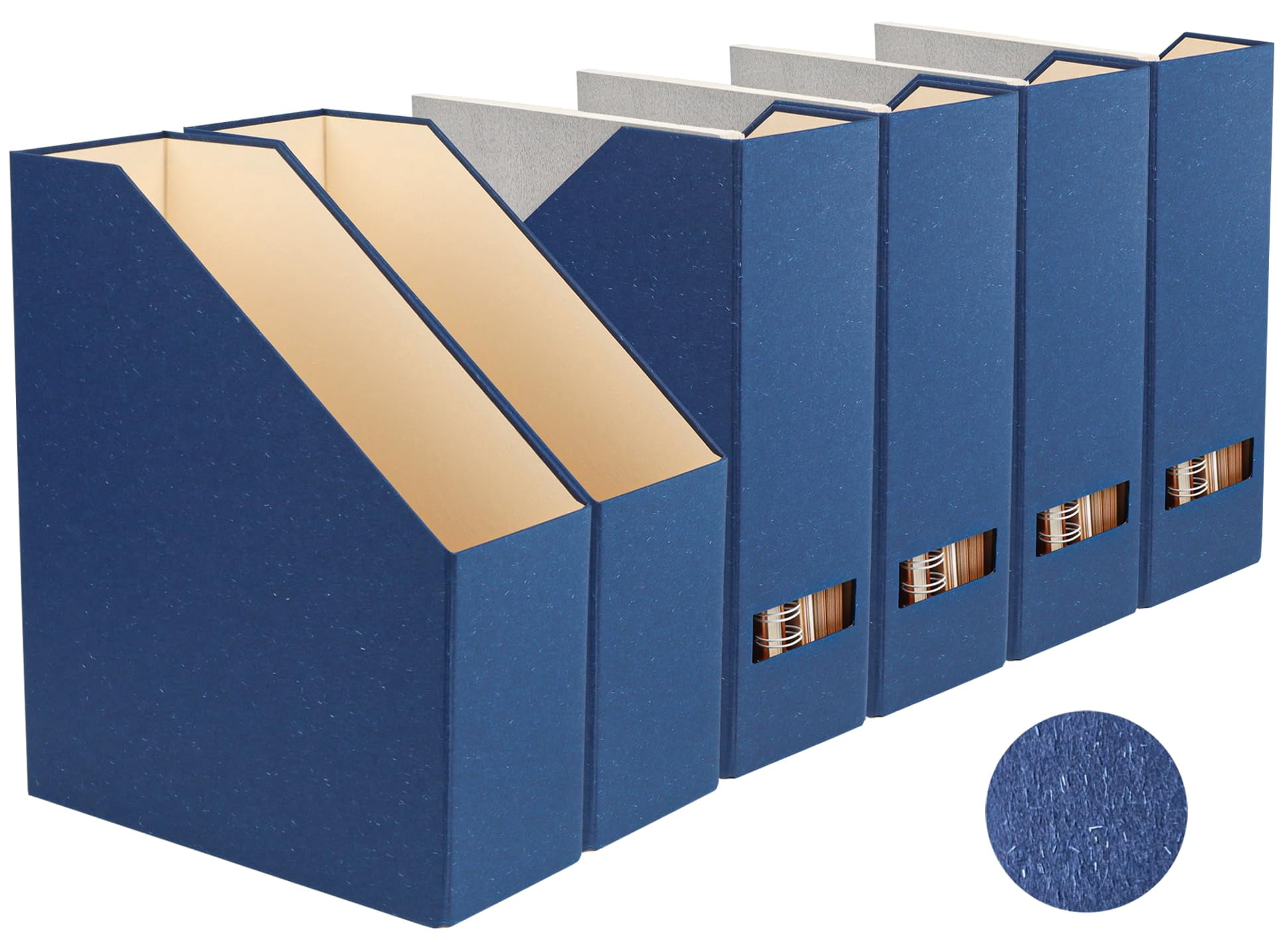 Magazine Holder - File And Desk Organizer  Cardboard Book Storage Box For Documents Rack Office Home Classroom (classic Blue 6-pack)