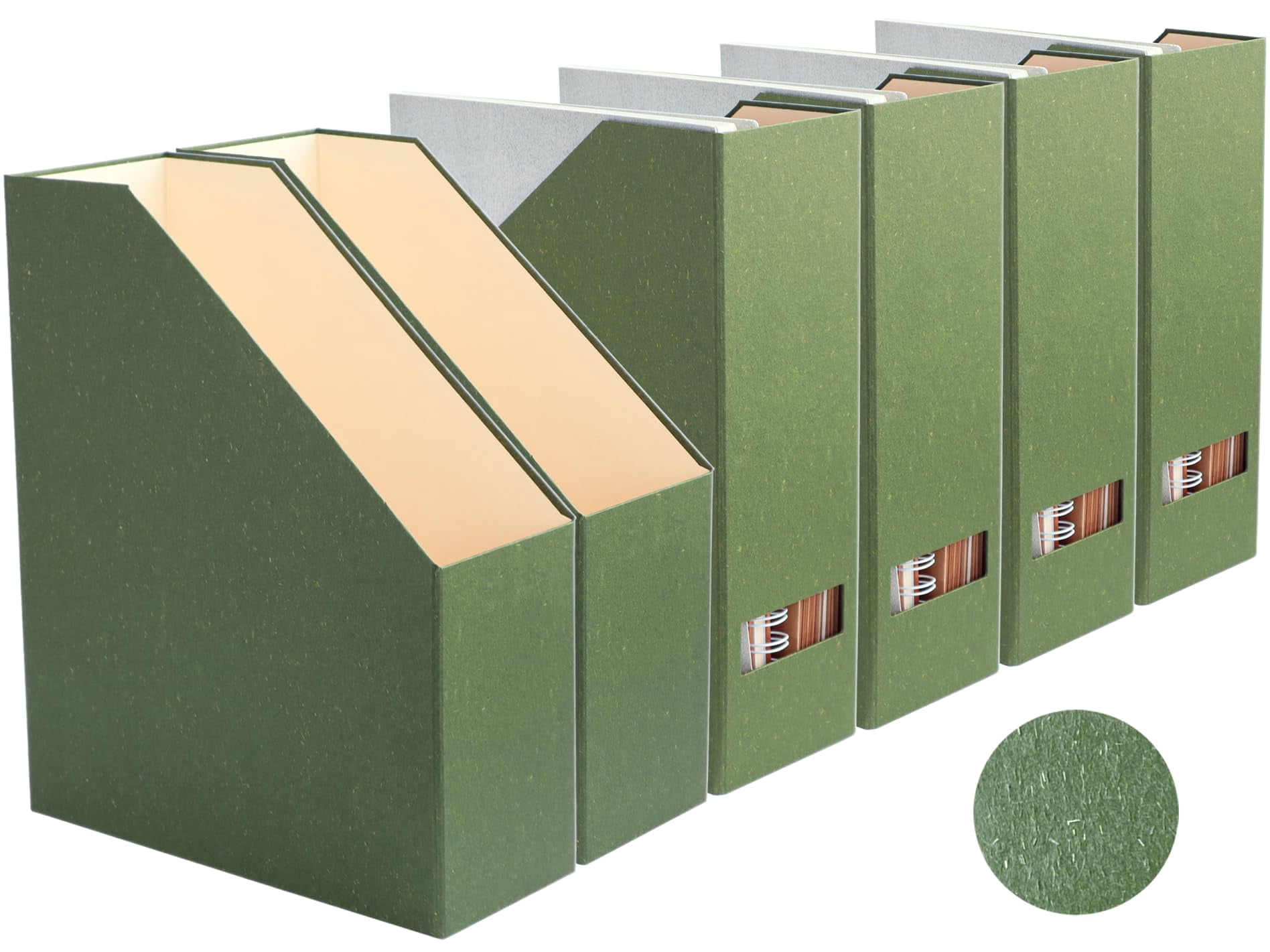 Magazine Holder - File And Desk Organizer  Cardboard Book Storage Box For Documents Rack Office Home Classroom (leaf Green 6-pack)