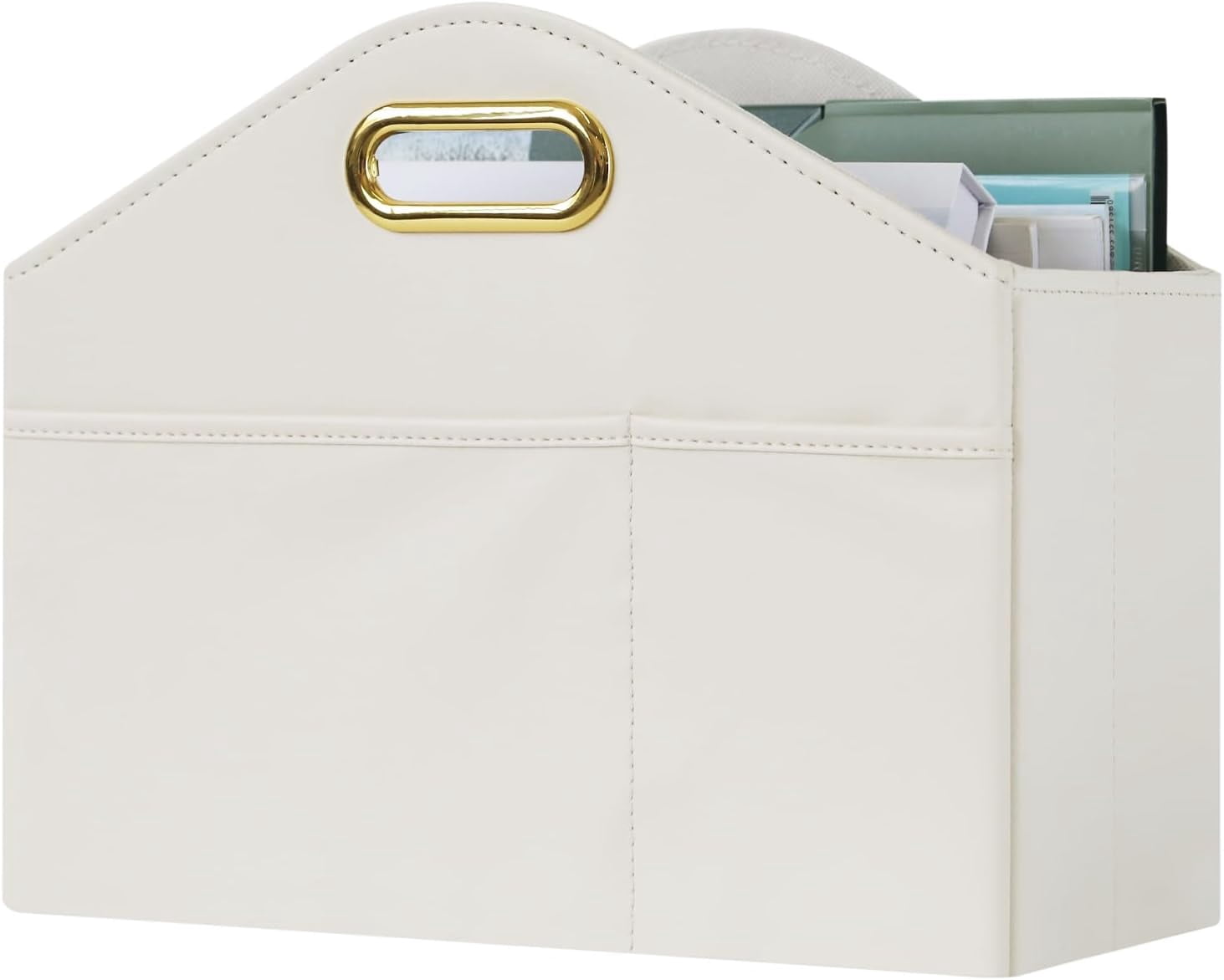 Magazine Holder PU Leather Rack Floor foldable Basket Organizer ...
