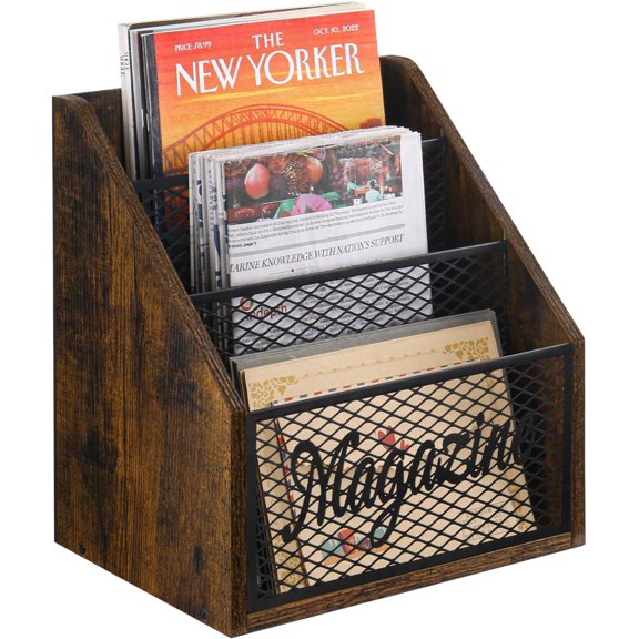Magazine Holder, Stepped 3 Tier Magazine Rack Floor, Magazine Storage Basket, Folder Organizer Bin for Magazines,Books,Newspapers,Tablets