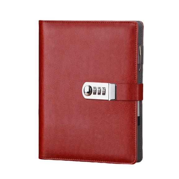 Magazine, Lock adult, large refillable lock diary 6 ring binder notebook, - red