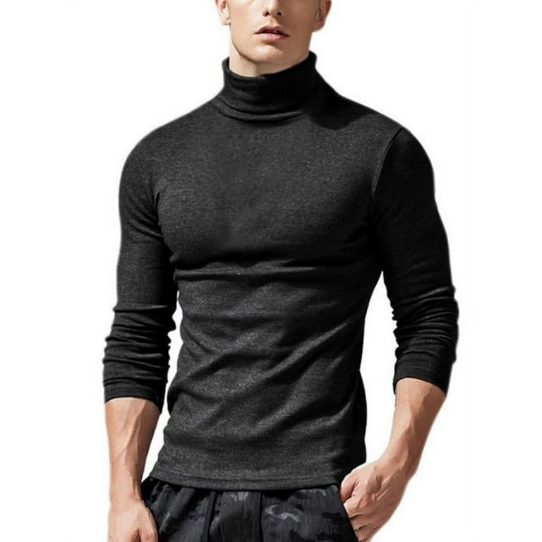 Magazine Mens Active Tops, Long Sleeve High Neck Tight-fitting Sports Running  Training Breathable Wicking T-shirt 