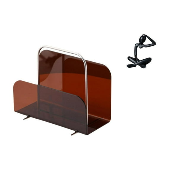 Magazine Rack Books Organizer Thinker Statue Acrylic Material Desktop Home Office Decor for Adults
