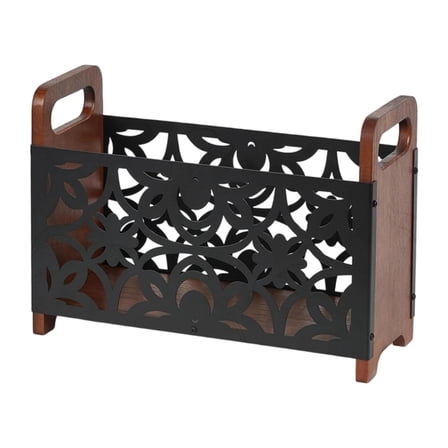 Magazine Rack File Holder Mail Organizer Rustic Wood and Metal Design for Home Office Desktop Living Room Decor