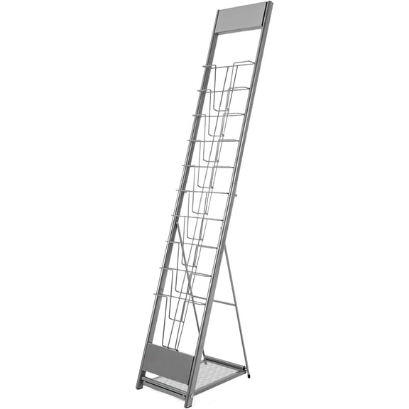 Magazine Rack, Floor-Standing Brochure Display Stand, 10 Tier Catalog Literature Rack Magazine Holder Newspaper Stand for Trade Show Exhibitions Office Retail Store