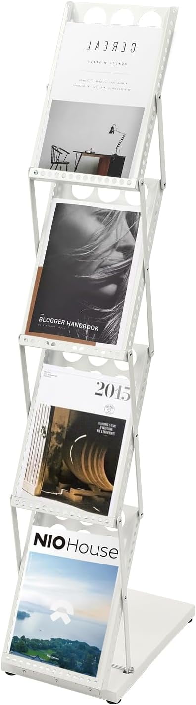 Brochure Display Rack, 10 Pockets Magazine Literature Display Stand, Portable Floor Standing Magazine Rack, Metal Newspaper Catalog Holders For Shop, Exhibitions, Office, Trade Show, Silver | US