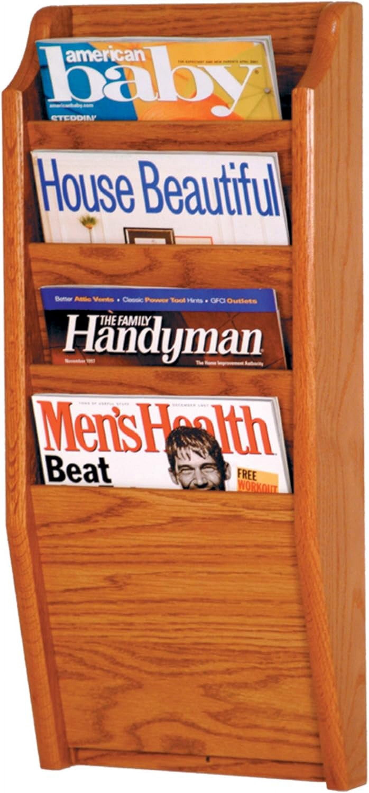 Magazine Rack, Medium Oak - Walmart Business Supplies