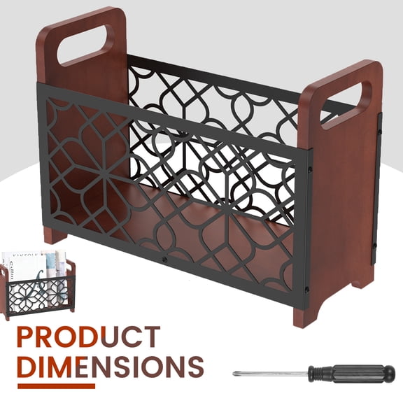 Magazine Rack Wood Magazine Rack Metal and Wood Magazine File Holder Desktop Organizer with Handle for Coffee Table Bookshelf Newspapers