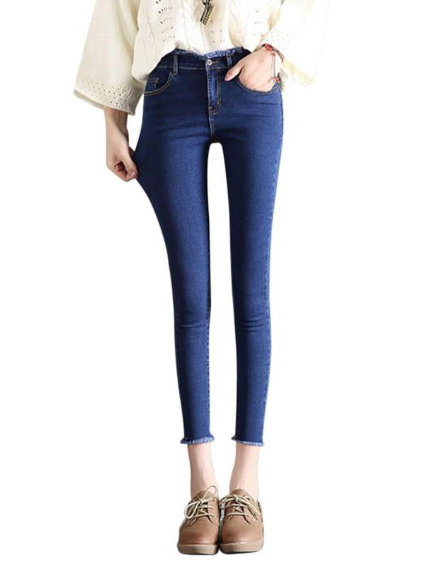 2022 Women Slim High Waisted Blue Button Denim Stretch Pants Pencil Skinny  Trousers Girls Tight Jeans - China Girls Tight Jeans and Blue Pants price |  Made-in-China.com