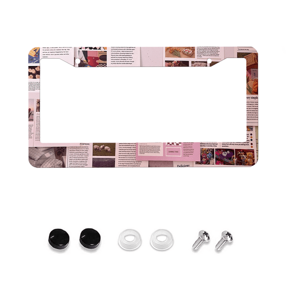 Magazine Style License Plate Frames, Pale pink Novelty Car Tag Frame License Plate Holder Accessory with 2 Holes and Screws Fits US Standard License Plates 12x6 Inch