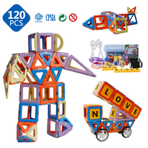 Magblock 120 Pcs Building Blocks with Ferris and Letters, Preschool Learning Toys Gift Set for Kids Age 3+