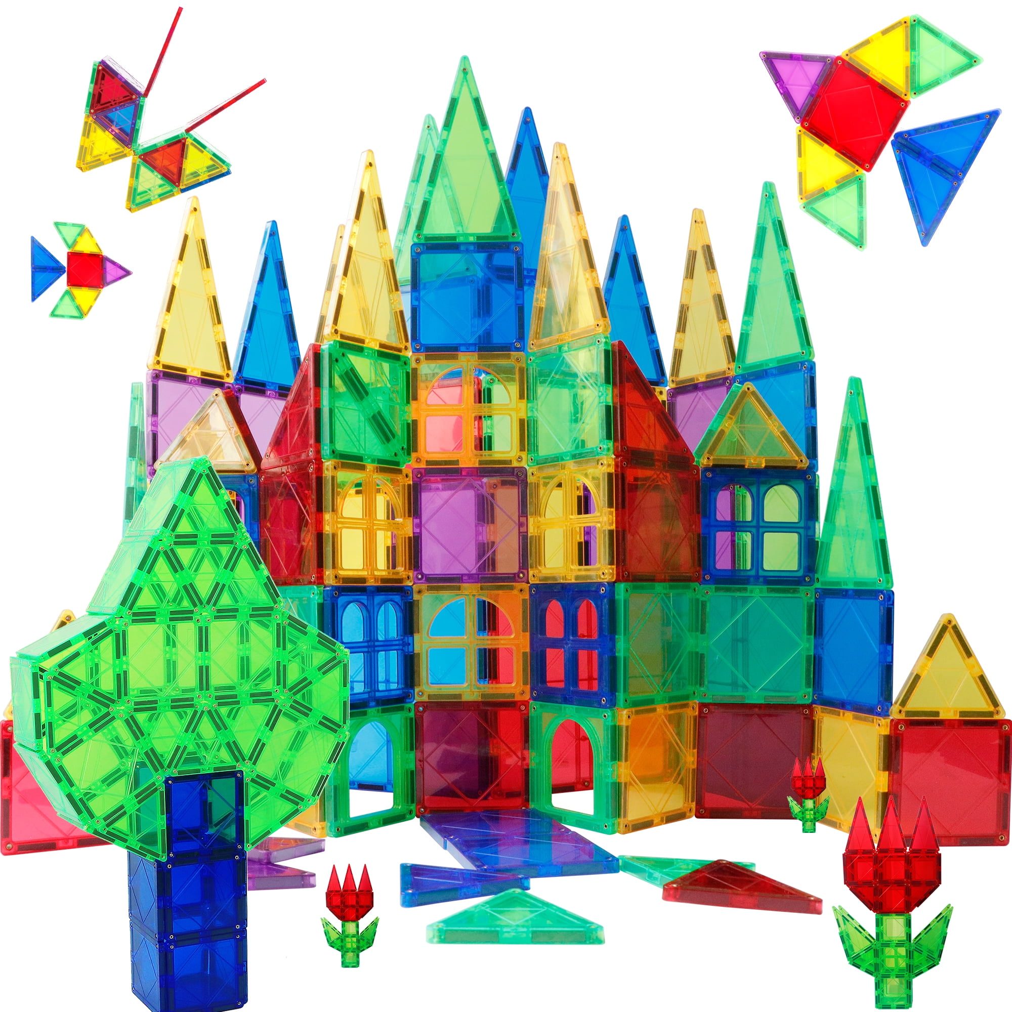 TOYLI Magnet Tiles Building Blocks for Kids 45 Pieces Stem for Toddlers  Girls Boys 