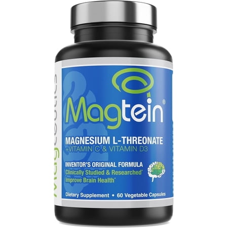 Magceutics Magtein Magnesium L-Threonate, Improve Brain Health, Memory, Cognition, Stress Relief and Sleep Quality - 60 Vegetable Capsules (30 Days Supply)