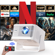 Magcubic 8K Support Native 1080P Full HD Projector, 900 ANSI Lumens Auto Keystone & Focus Movie Projector with WiFi 6 & BT 5.4, Android 14 with Built-in Apps, Projector for Home Theater HY350Max