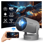 Magcubic Mini Projector, 8K Support with WiFi 6 & BT 5.4, 290 ANSI Brightness with 5w Soundbase Speaker, Auto Vertical Correction, 180°Rotatable Portable for Ho