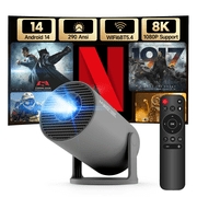 Magcubic Mini Projector 8K 1080P Support with WiFi 6 & BT 5.4 290 ANSI Brightness, Auto Keystone, 180 Degree Rotation, Portable Projector for Home Theater & Outdoor Movies HY300Pro Grey