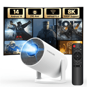 Magcubic Mini Projector 8K 1080P Support with WiFi 6 & BT 5.4 290 ANSI Brightness, Auto Keystone, 180 Degree Rotation, Portable Projector for Home Theater & Outdoor Movies HY300Pro White